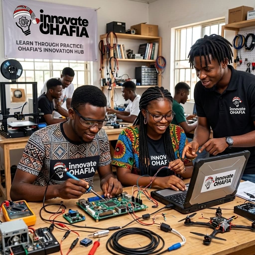 Students learning tech skills